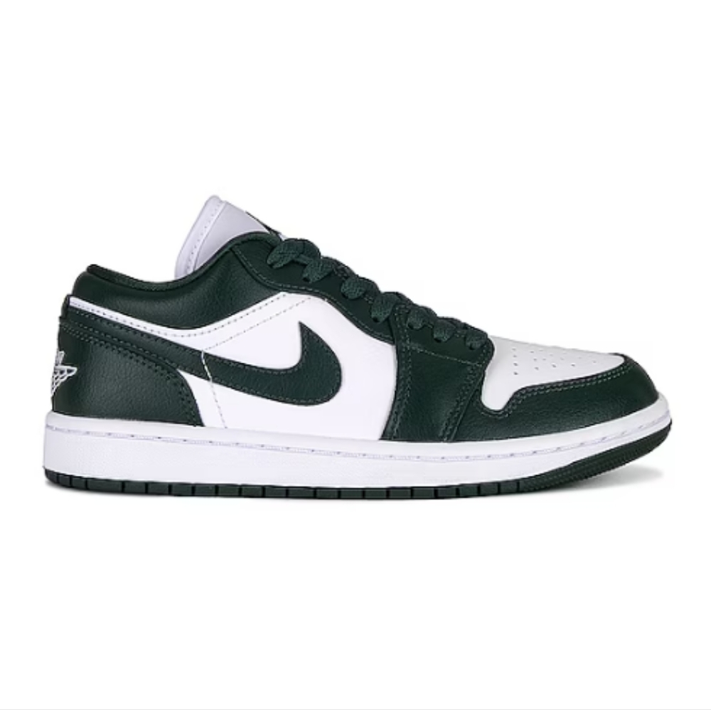 Jordan 1 Low Sneaker in White & Galactic JadeJordan